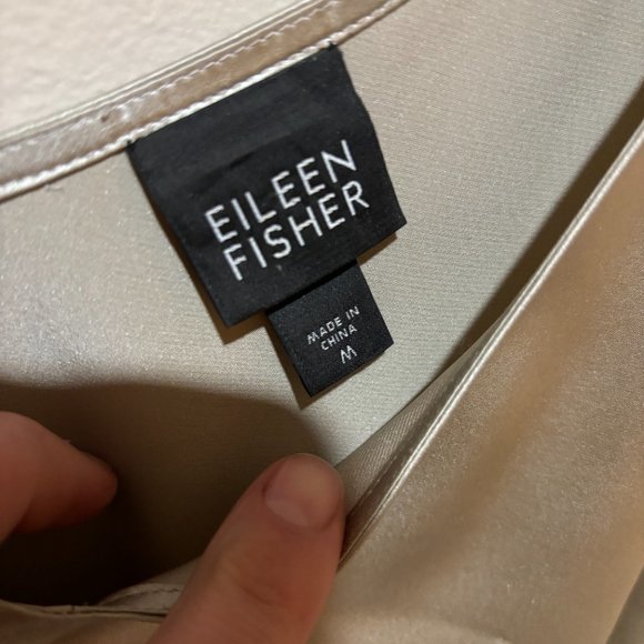 Eileen Fisher Silk V-Neck Tank Top - Medium, Champagne Gold - Picture 6 of 7